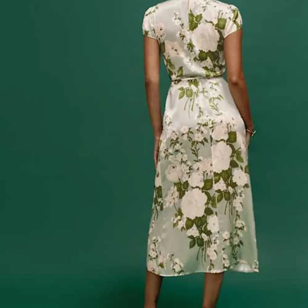 Reformation Sage Green Floral Wrap Dress - Picture 2 of 4